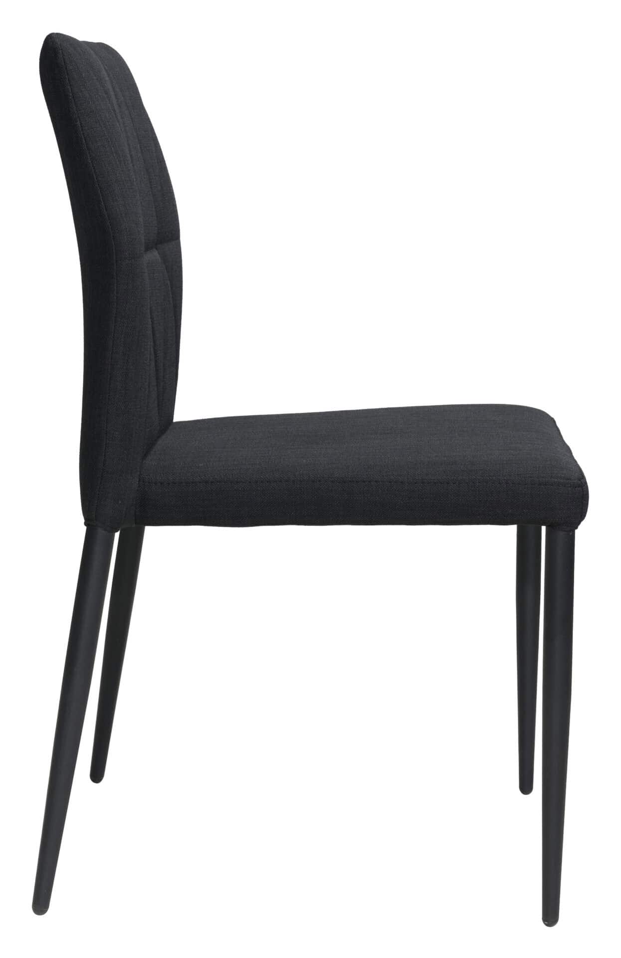 Black Modern Dining Chair with Geometric Stitching and Steel Legs (Set of 4) 3 Black Modern Dining Chair with Geometric Stitching and Steel Legs (Set of 4) - Image 3