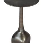 Charcoal Round Cast Aluminum Side Table with Padded Feet