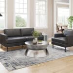 Vintage Gray Modern Armchair with Steel Legs and Armrests 10 Vintage Gray Modern Armchair with Steel Legs and Armrests