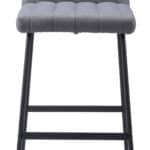 Gray Tufted Bar Stools with Steel Frame and Footrest (Set of 2)