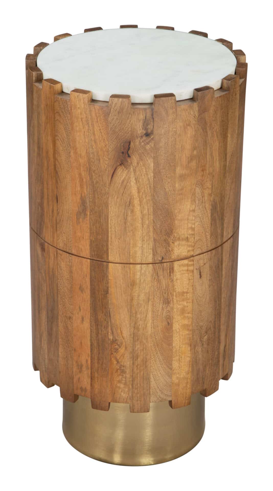 Natural Wood and Marble Round Drink Table for Small Spaces 3 Natural Wood and Marble Round Drink Table for Small Spaces - Image 3