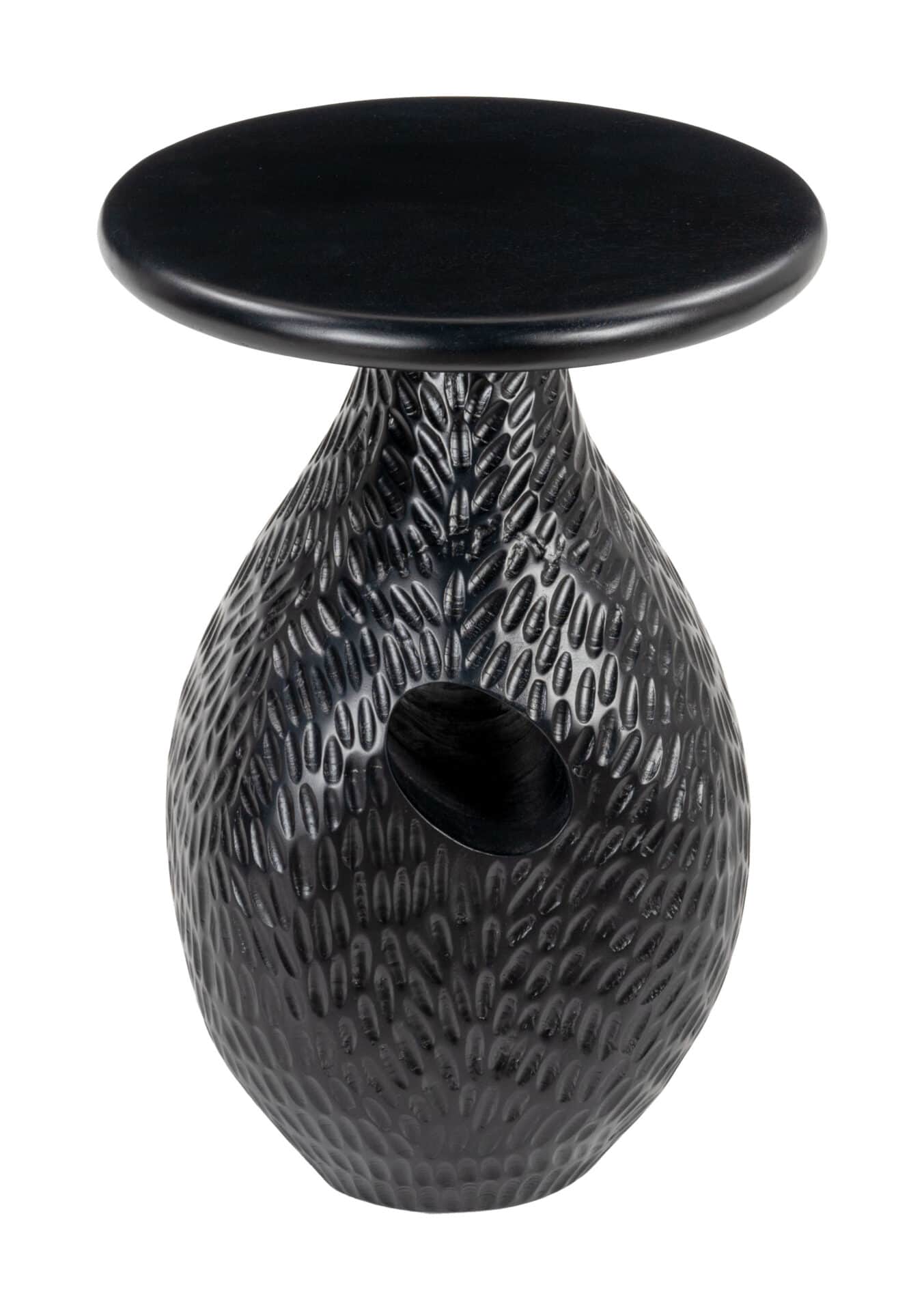 Black Mango Wood Side Table with Rubber Feet for Scratch Protection 4 Black Mango Wood Side Table with Rubber Feet for Scratch Protection - Image 4