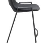 Black Mid-Century Modern Counter Stool with Faux Leather (Set of 2)