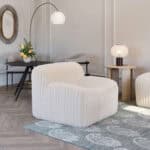 Cream Cord-Style Accent Chair with Ash Wood Legs 10 Cream Cord-Style Accent Chair with Ash Wood Legs