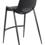 Black Mid-Century Modern Counter Stool with Faux Leather (Set of 2)