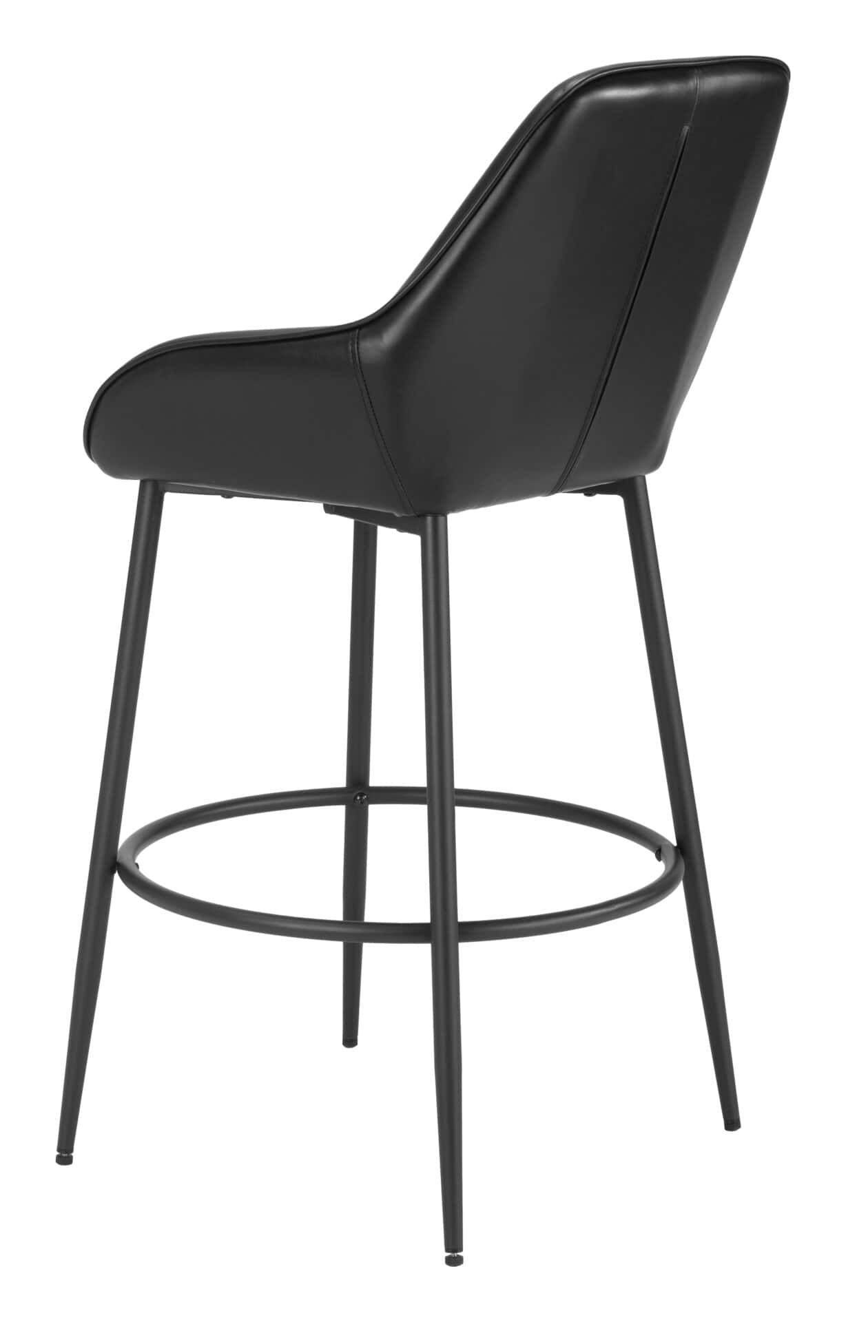 Modern Faux Leather Barstools with Armrests and Footrest (Set of 2) 5 Modern Faux Leather Barstools with Armrests and Footrest (Set of 2) - Image 5