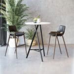 Mid Century Modern Black & Walnut Barstool with Footrest (Set of 2)