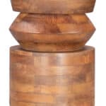Walnut Lacquered Acacia Wood Round Side Table with Rubber Feet 6 Walnut Lacquered Acacia Wood Round Side Table with Rubber Feet