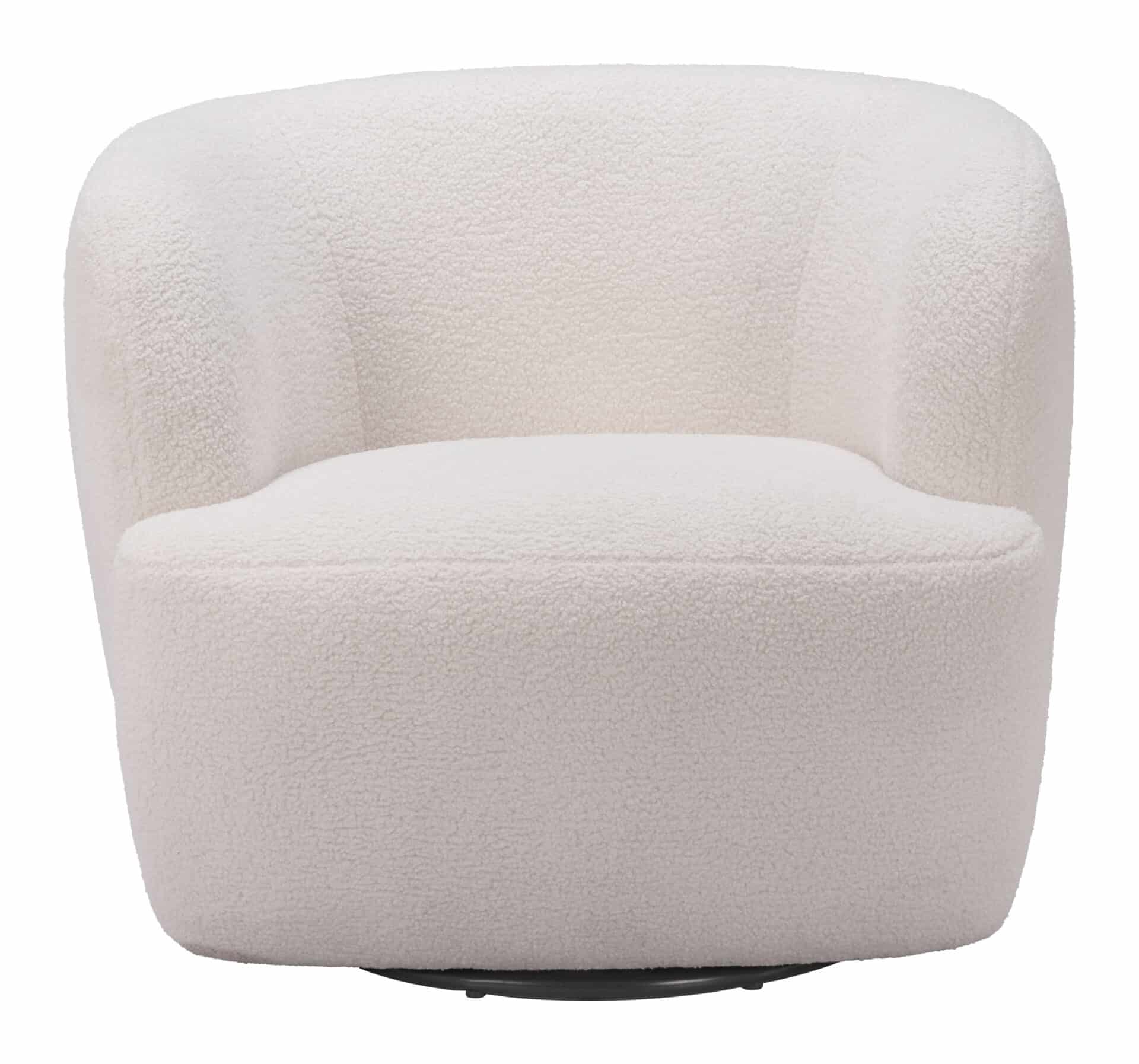 Ivory Shearling Style Swivel Chair with Armrest Support 5 Ivory Shearling Style Swivel Chair with Armrest Support - Image 5