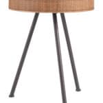 Round Wood and Rattan Side Table with Steel Frame 12 Round Wood and Rattan Side Table with Steel Frame