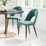 Modern Green Velvet Dining Chair with Steel Base (Set of 2) 10 Modern Green Velvet Dining Chair with Steel Base (Set of 2)