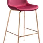 Glam Gold Barstool with Red Velvet Seat and Footrest