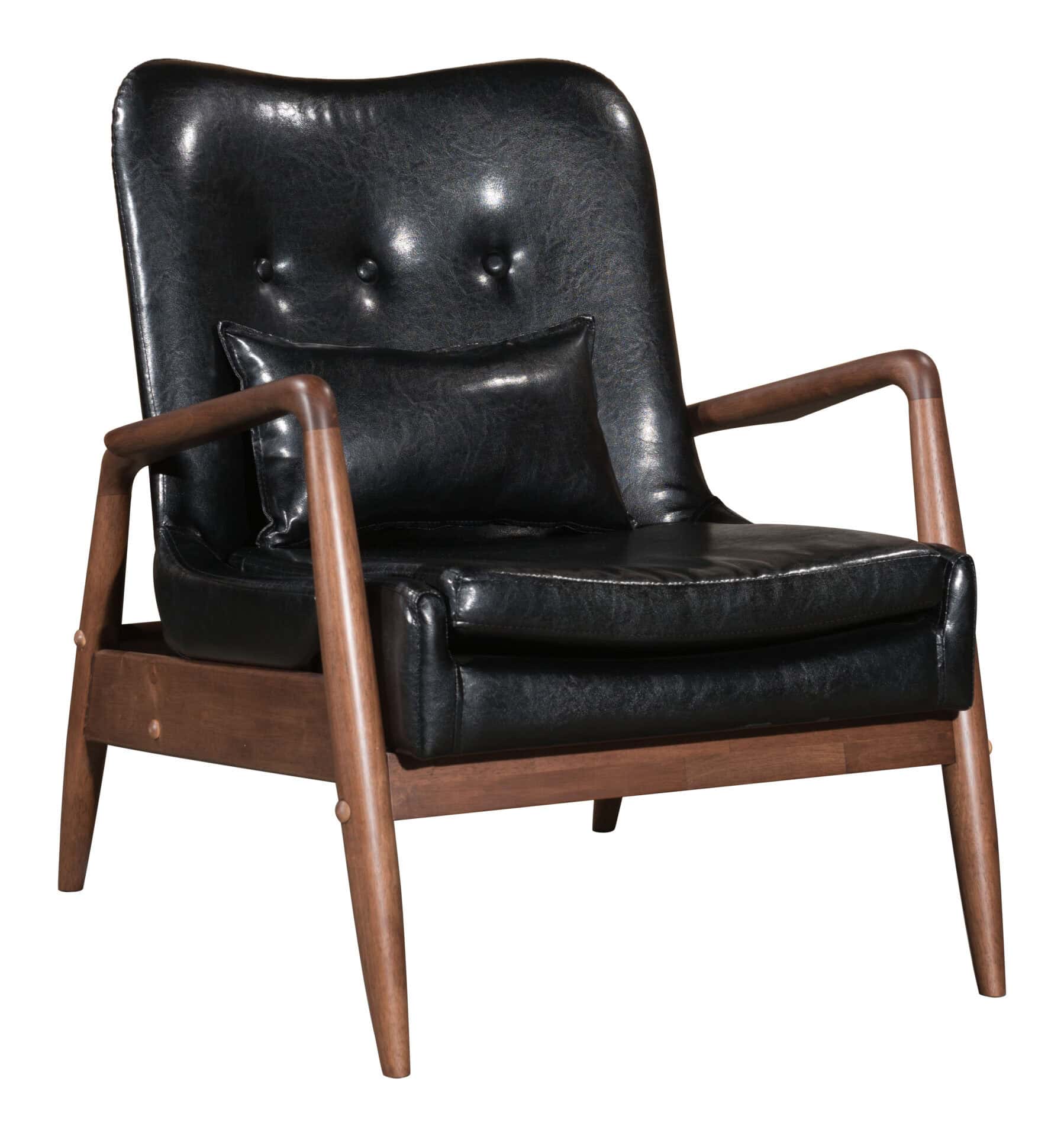 Mid-Century Modern Black Lounge Chair and Ottoman Set (2 Piece) 3 Mid-Century Modern Black Lounge Chair and Ottoman Set (2 Piece) - Image 3