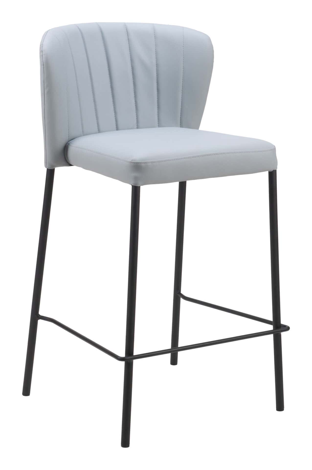 Gray Stackable Counter Stool with Faux Leather and Tufted Seat (Set of 2) 6 Gray Stackable Counter Stool with Faux Leather and Tufted Seat (Set of 2) - Image 6
