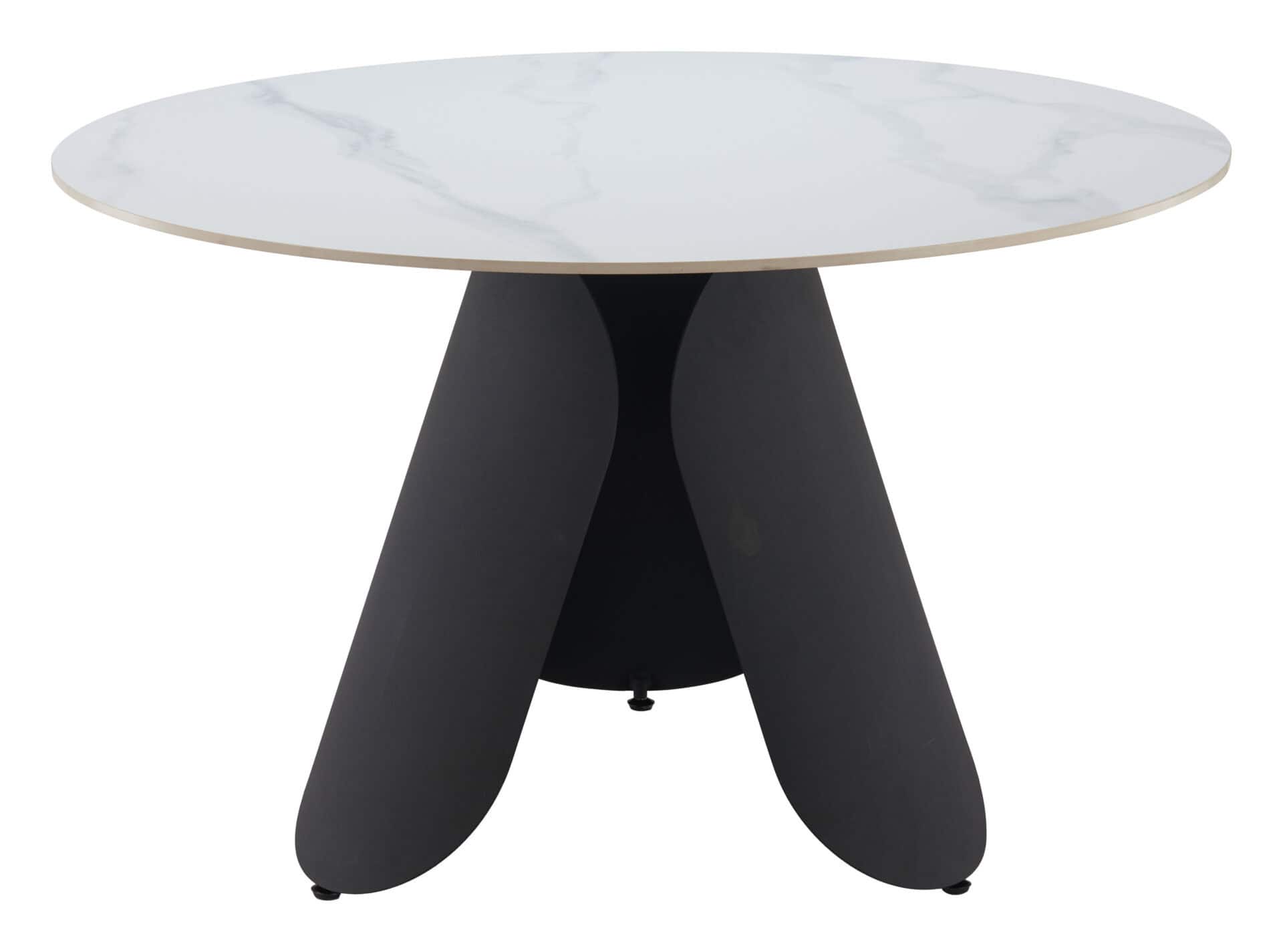 Round White Dining Table with Sintered Stone Top and Steel Base 3 Round White Dining Table with Sintered Stone Top and Steel Base - Image 3