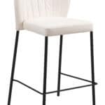 Cream Tufted Upholstery Counter Stool with Footrest (Set of 2) 14 Cream Tufted Upholstery Counter Stool with Footrest (Set of 2)