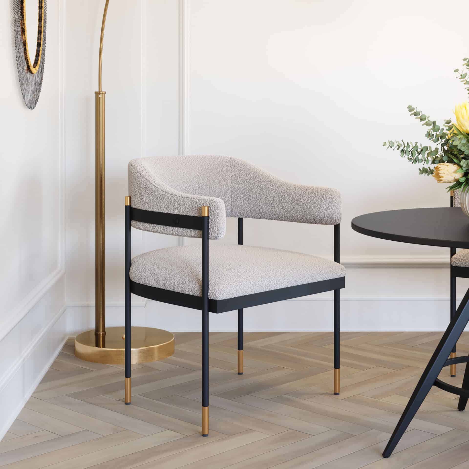Modern Gray Dining Chair with Plush Teddy Fabric and Steel Frame 1 Modern Gray Dining Chair with Plush Teddy Fabric and Steel Frame