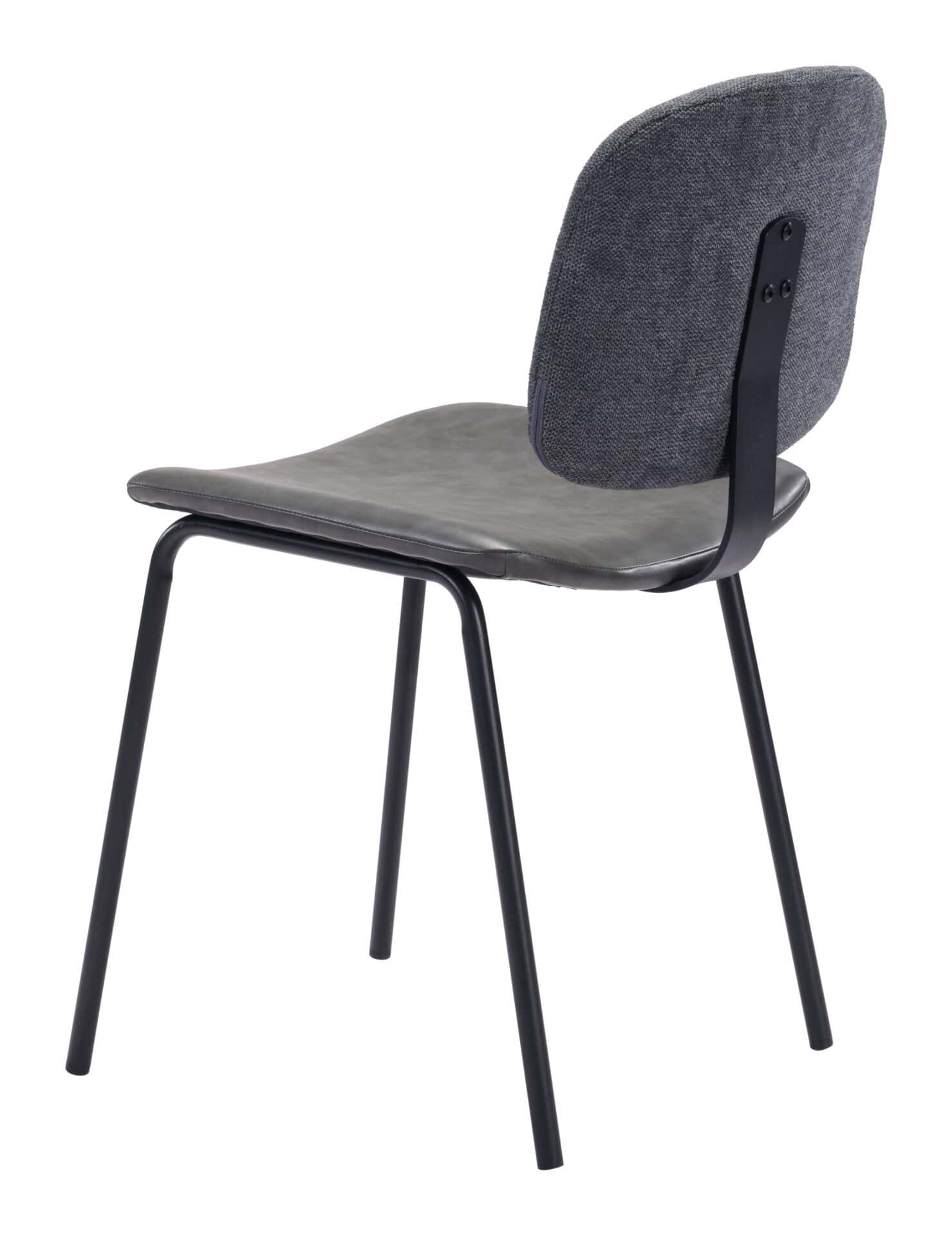 Gray Dining Room Chairs with Faux Leather and Steel Legs (Set of 2) 8 Gray Dining Room Chairs with Faux Leather and Steel Legs (Set of 2) - Image 8