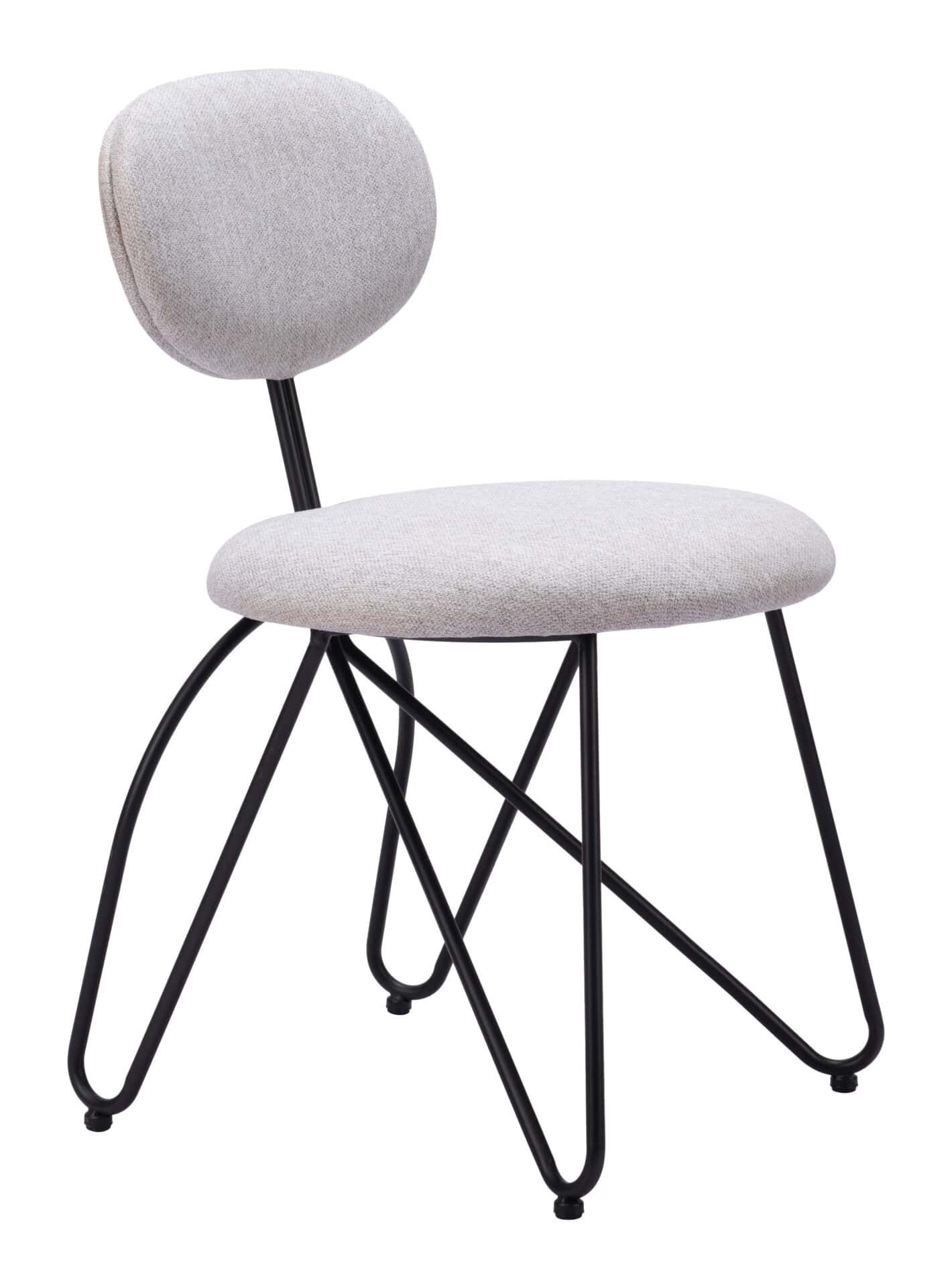 Modern Gray Dining Chair with Steel Frame and Teddy Fabric (Set of 2) 6 Modern Gray Dining Chair with Steel Frame and Teddy Fabric (Set of 2) - Image 6