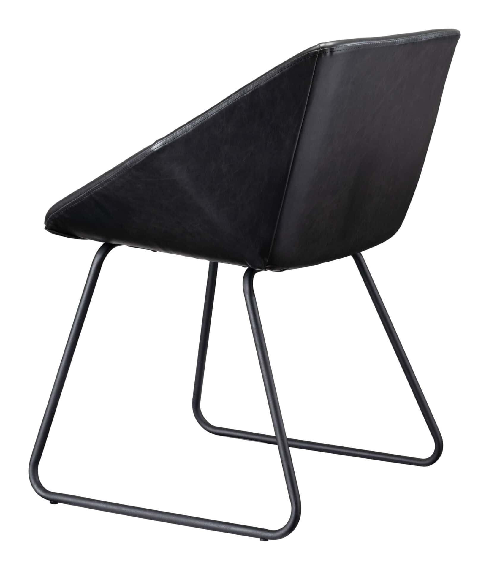 Modern Black Vinyl Dining Chair with Steel Legs (Set of 2) 8 Modern Black Vinyl Dining Chair with Steel Legs (Set of 2) - Image 8