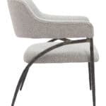 Gray Boucle Accent Chair with Forged Steel Frame