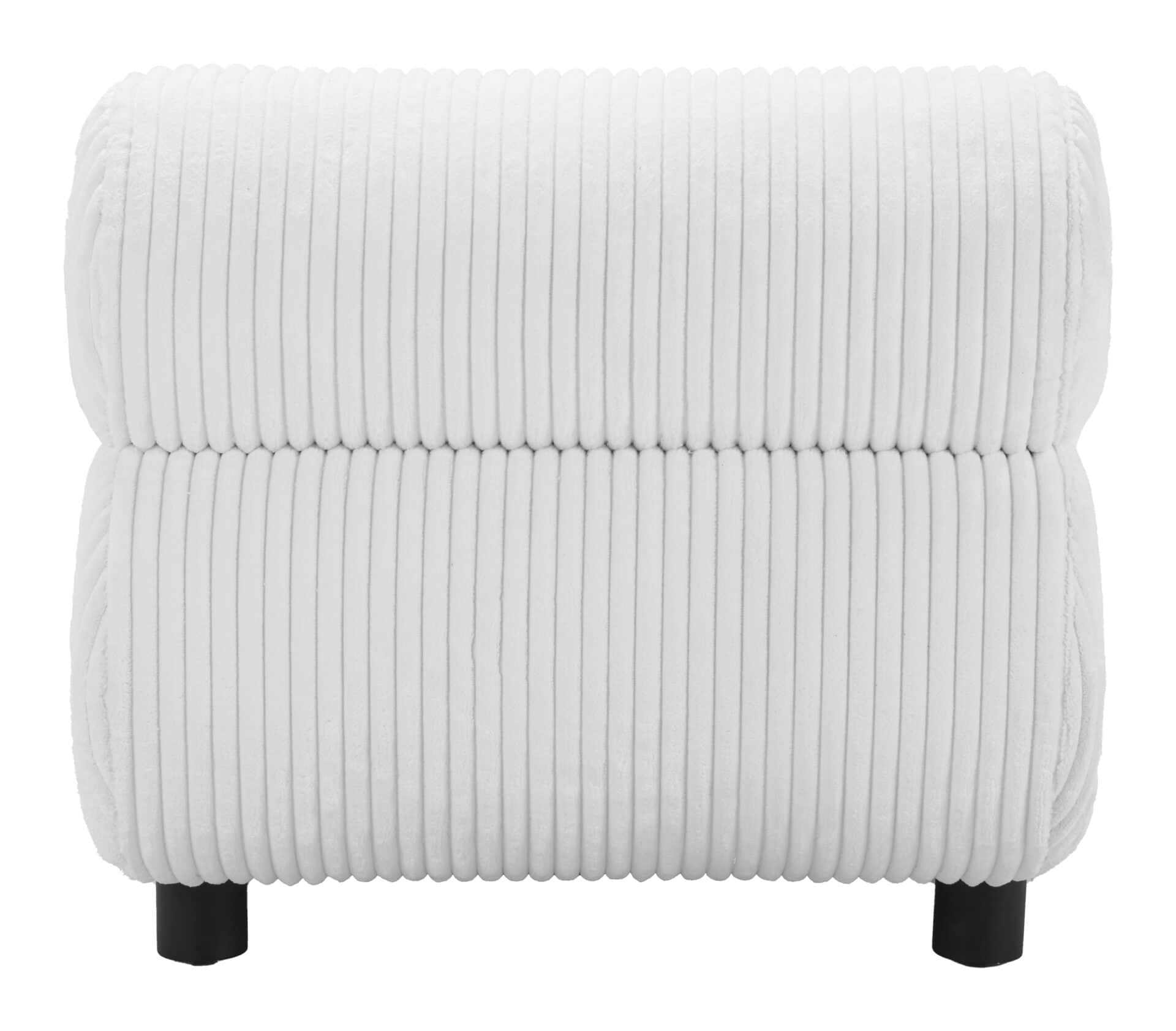 White Accent Chair with Channeled Fabric and Wood Legs 4 White Accent Chair with Channeled Fabric and Wood Legs - Image 4