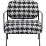 Modern Houndstooth Accent Chair with Steel Frame and Armrests