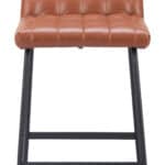 Brown Vinyl Tufted Counter Stool with Steel Frame (Set of 2)
