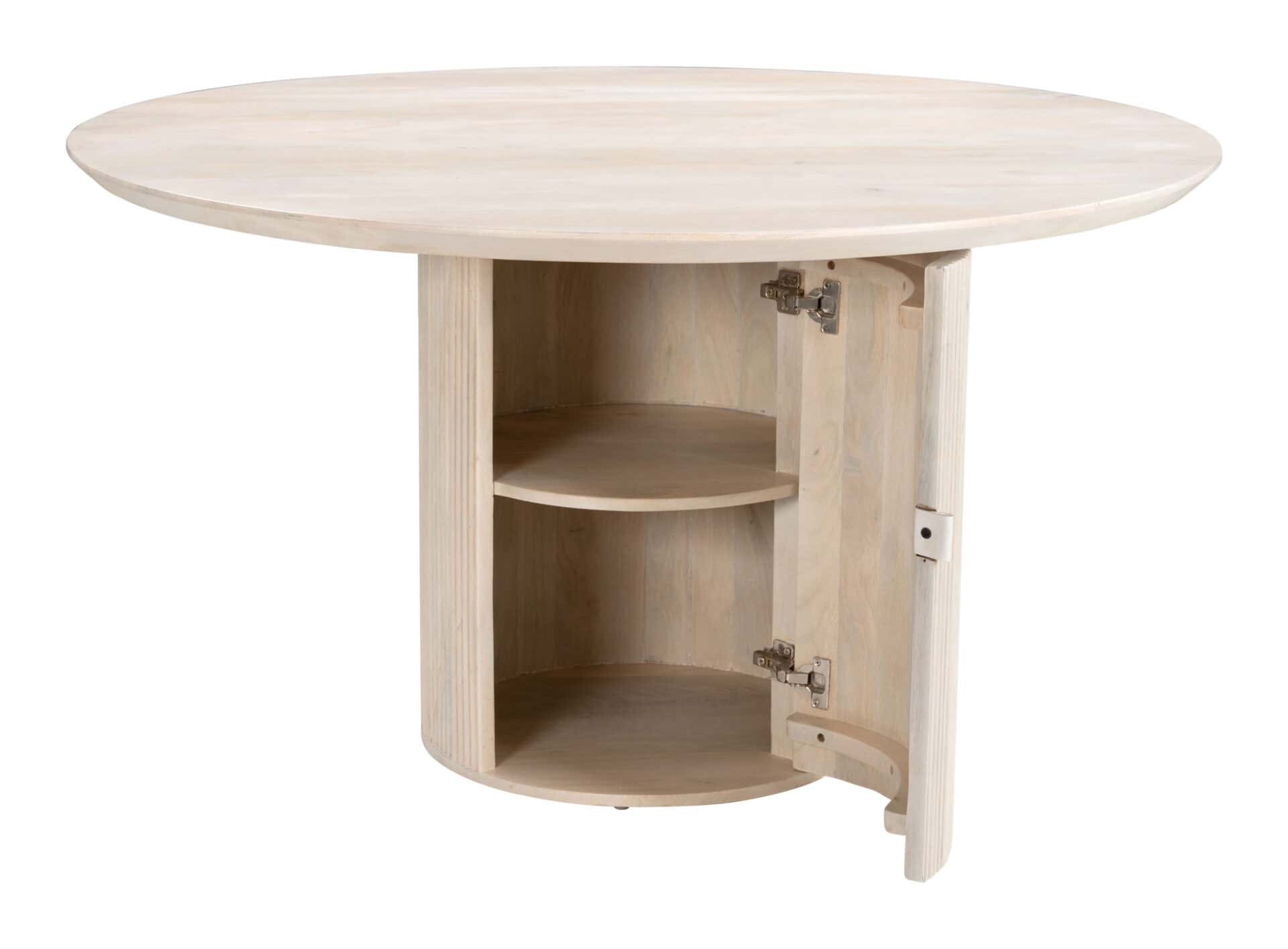 Round Mango Wood Dining Table with Hidden Storage Compartment 8 Round Mango Wood Dining Table with Hidden Storage Compartment - Image 8