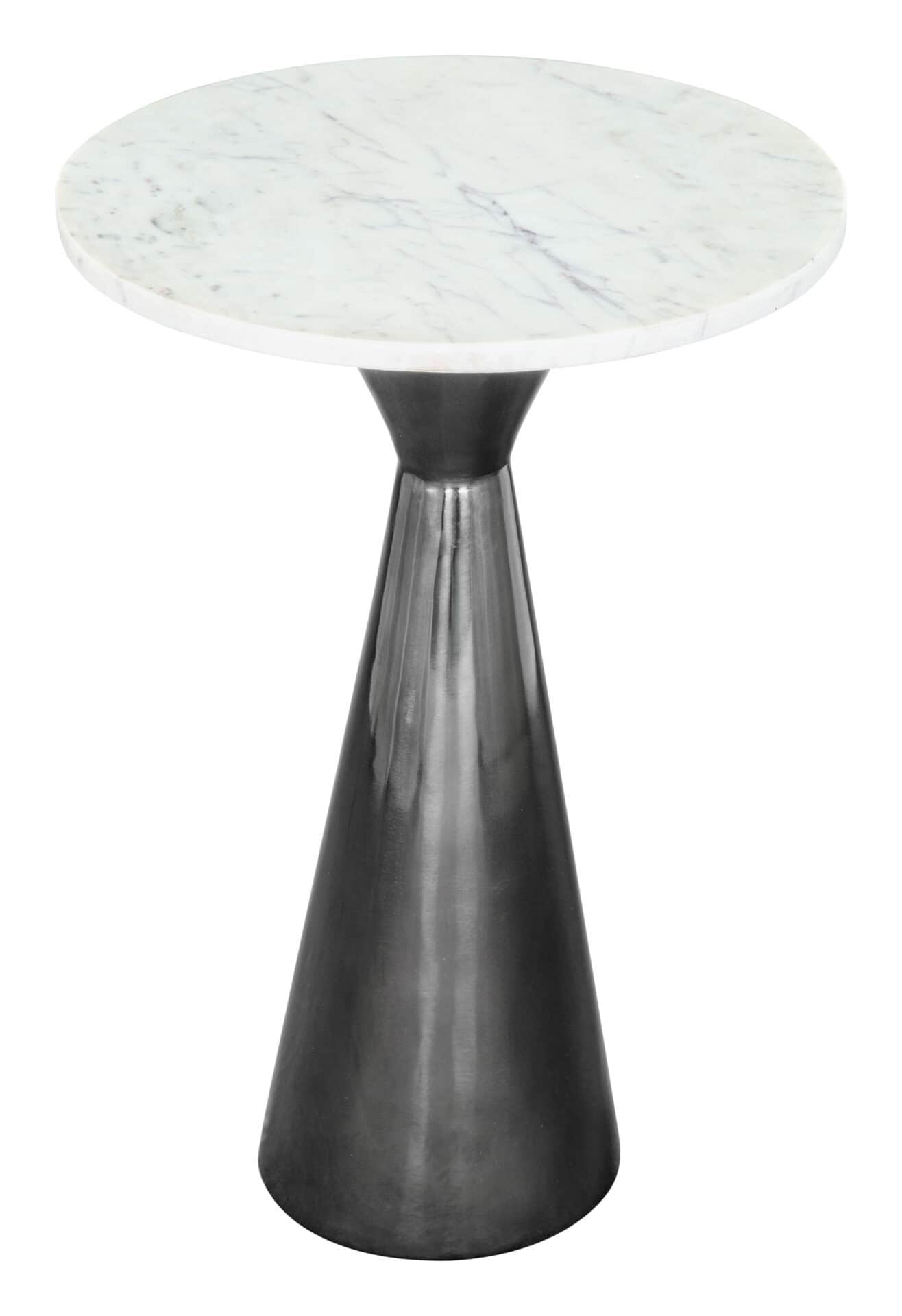 Marble Top Side Table with Steel Base in White and Black 3 Marble Top Side Table with Steel Base in White and Black - Image 3