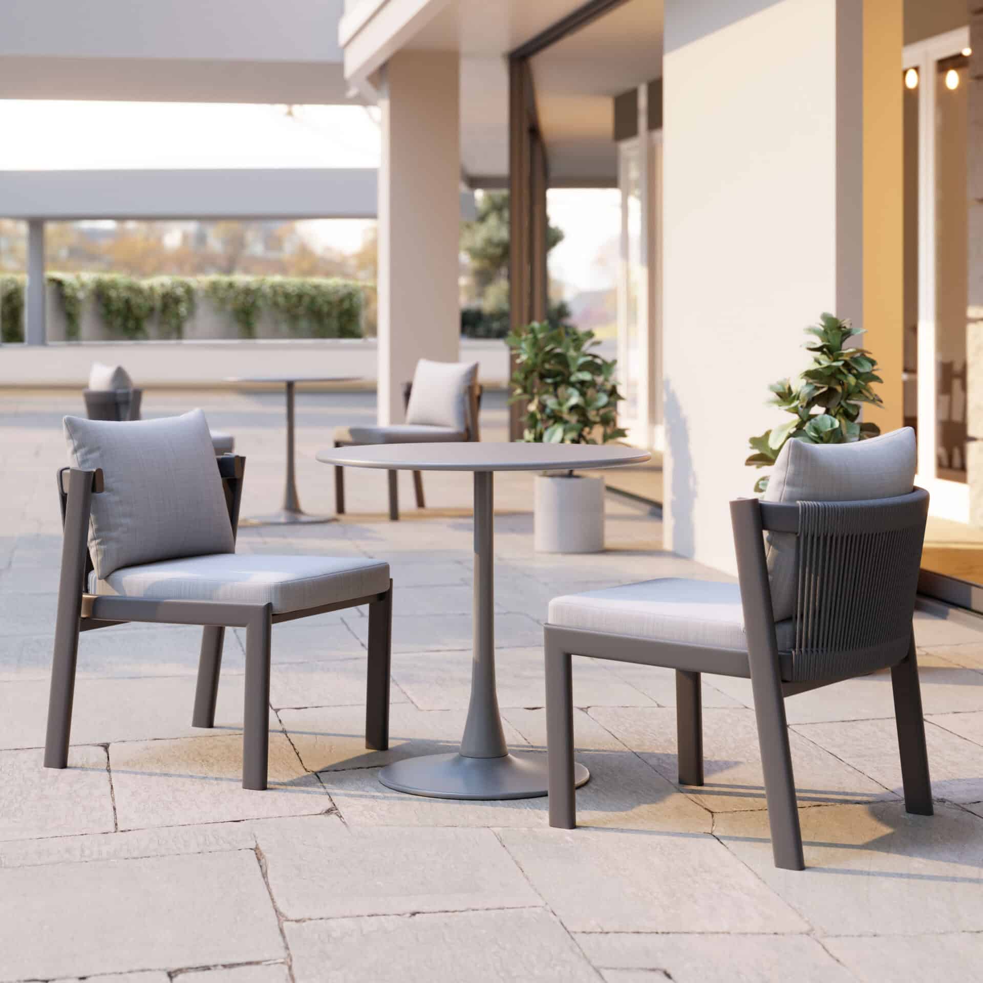 Gray Outdoor Dining Chairs Durable Aluminum Frame (Set of 2) 1 Gray Outdoor Dining Chairs Durable Aluminum Frame (Set of 2)