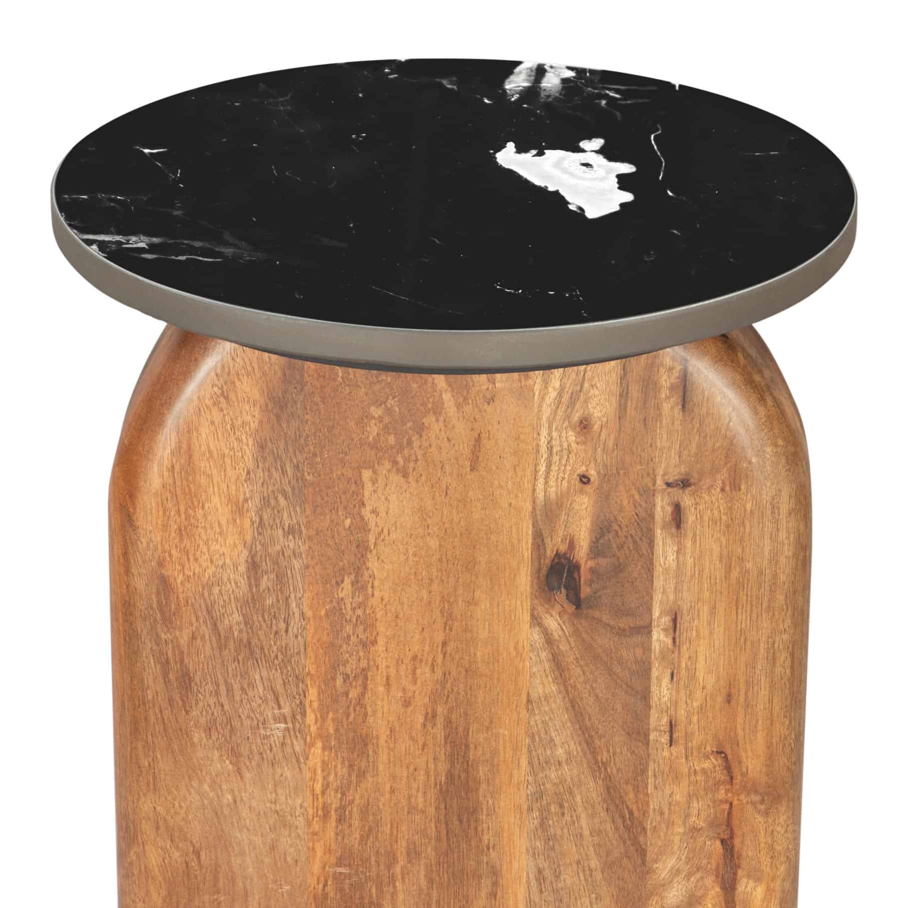 Marble Top Drink Table with Mango Wood Legs - Multicolor 7 Marble Top Drink Table with Mango Wood Legs - Multicolor - Image 7