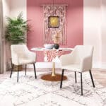 Beige Water-Resistant Dining Chair with Steel Frame (Set of 2)