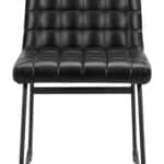 Black Vinyl Tufted Dining Chair with Steel Frame (Set of 2)