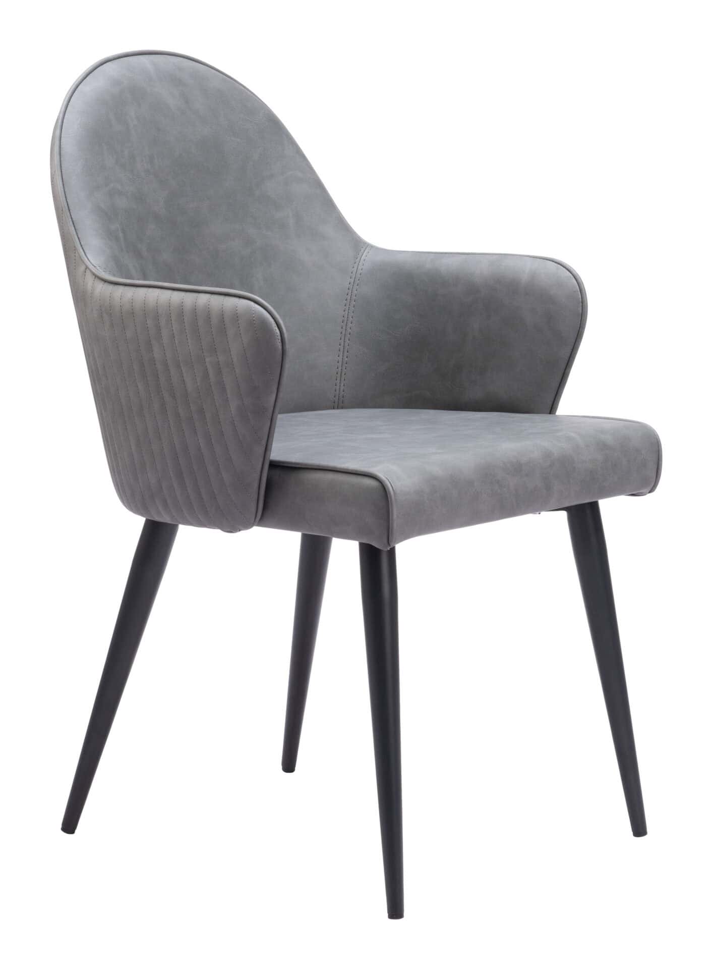 Gray Modern Dining Chair with Faux Leather and Steel Frame 1 Gray Modern Dining Chair with Faux Leather and Steel Frame