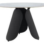 Round White Dining Table with Sintered Stone Top and Steel Base 12 Round White Dining Table with Sintered Stone Top and Steel Base