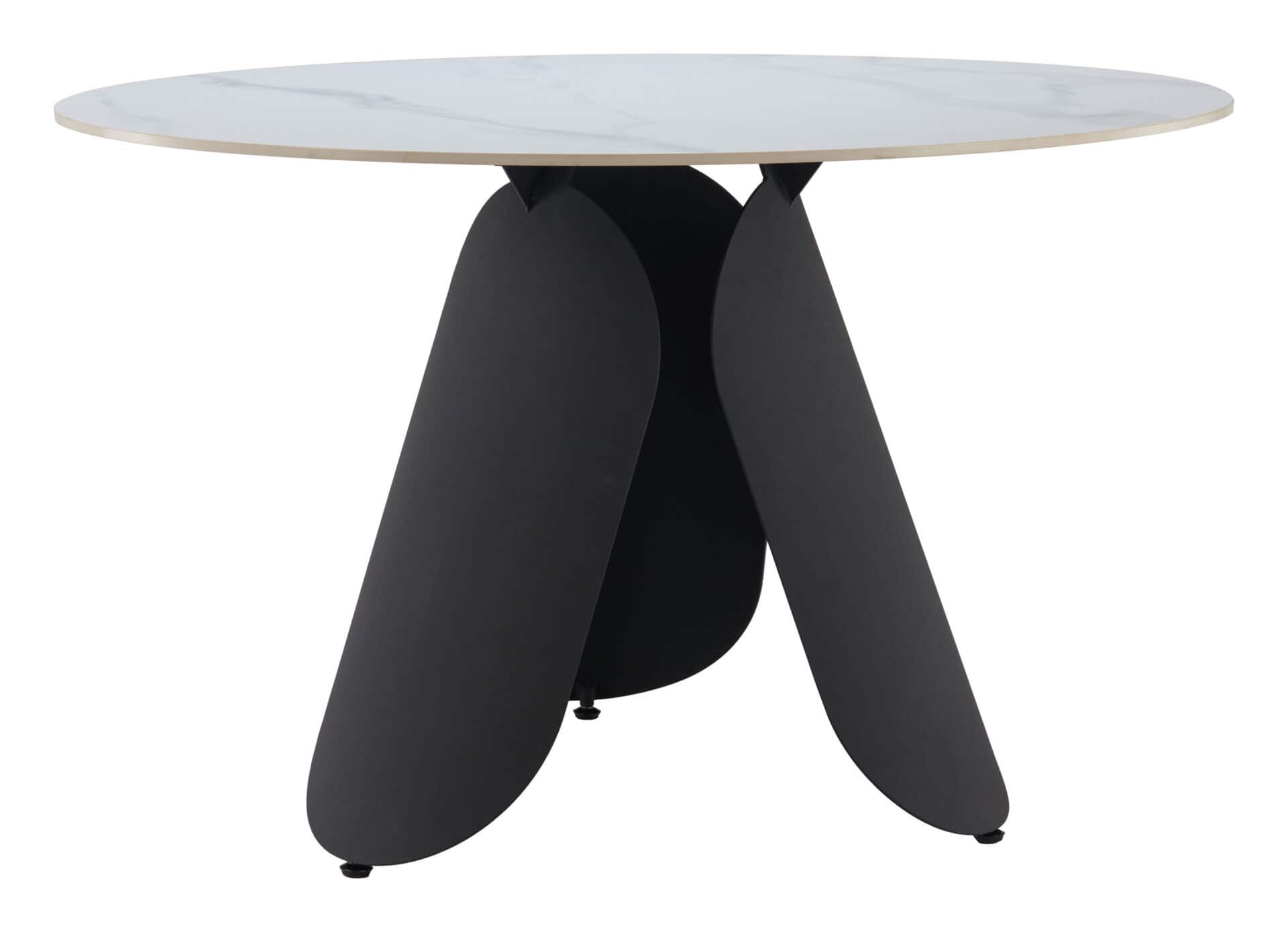 Round White Dining Table with Sintered Stone Top and Steel Base 4 Round White Dining Table with Sintered Stone Top and Steel Base - Image 4