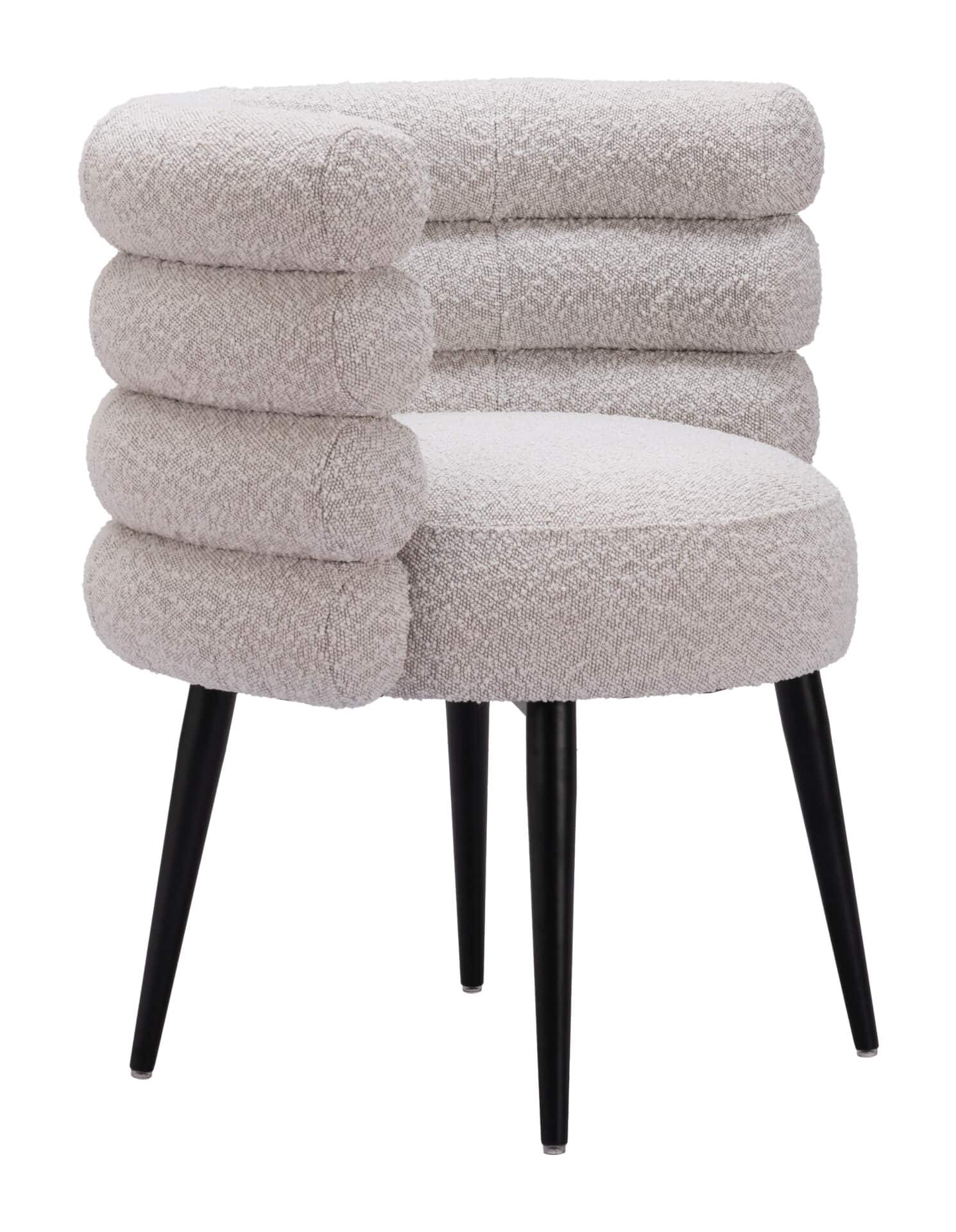 Teddy Fabric Dining Chair with Steel Frame in Misty Gray 6 Teddy Fabric Dining Chair with Steel Frame in Misty Gray - Image 6