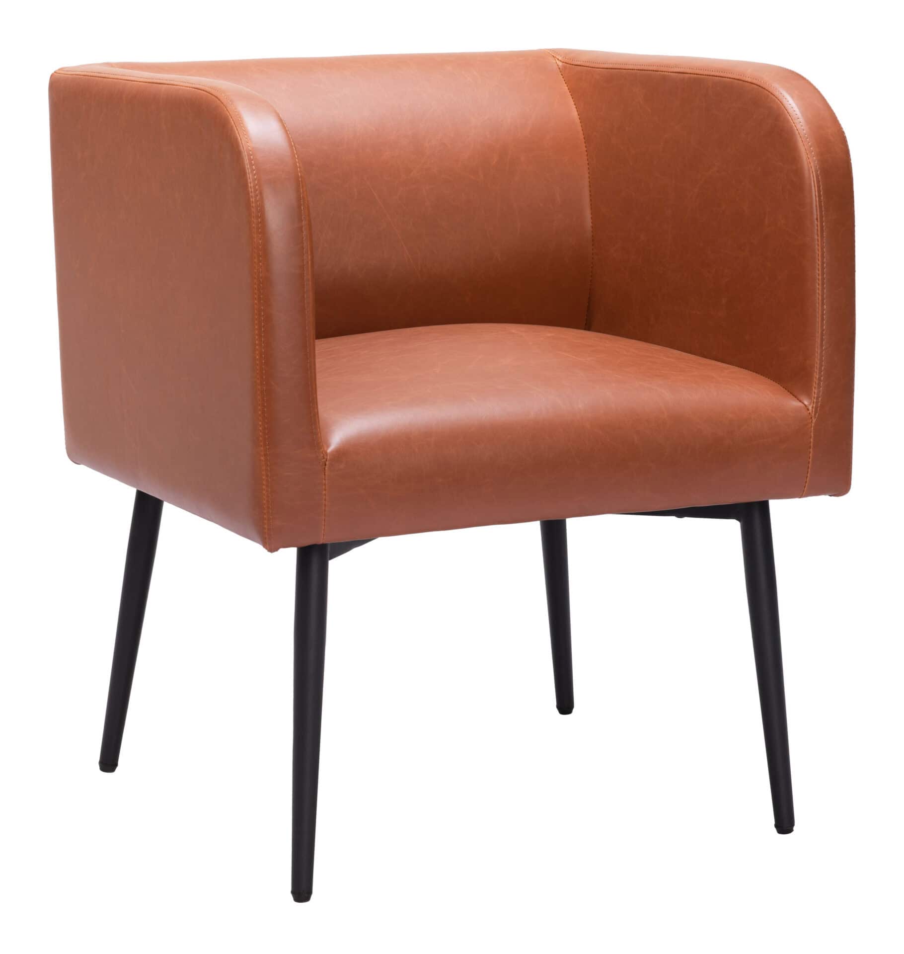 Modern Art Deco Style Faux Leather Dining Chair with Steel Frame 1 Modern Art Deco Style Faux Leather Dining Chair with Steel Frame