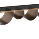 Modern Rectangular Coffee Table with Glass Top and Storage Shelves