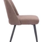 Modern Boho Dining Chair with Shearling Fabric and Steel Legs (Set of 2)
