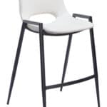 White Faux Leather Counter Stool with Black Steel Frame (Set of 2)