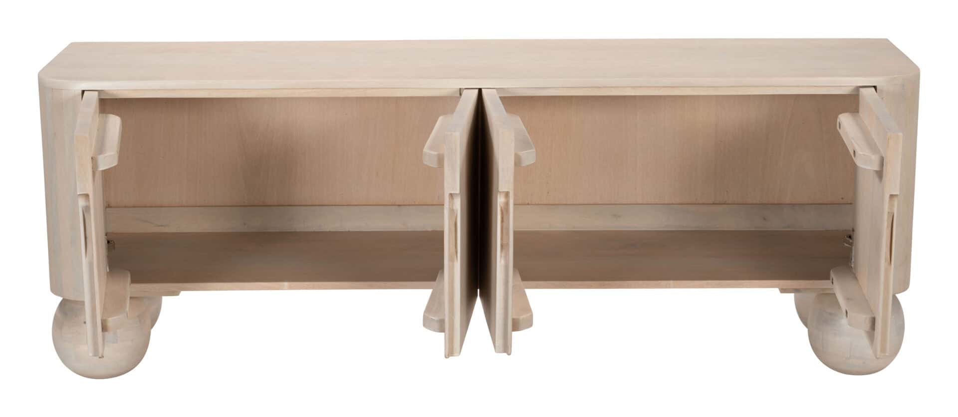 Natural Wood Entertainment Stand with French Doors and Shelving 6 Natural Wood Entertainment Stand with French Doors and Shelving - Image 6