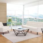 Square Faux Marble Coffee Table with Antique Bronze Base