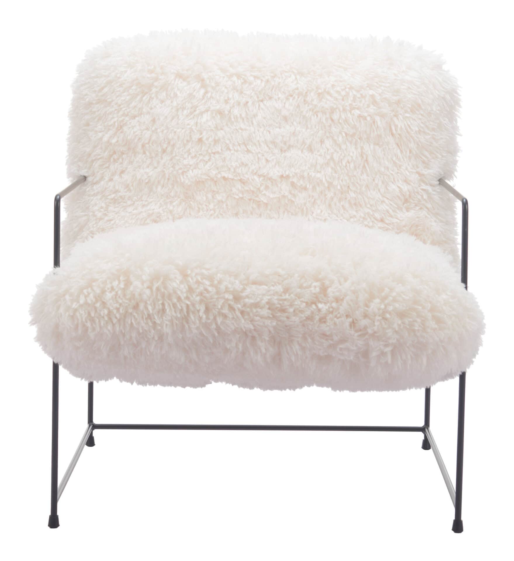 Shearling Accent Chair with Stainless Steel Base and Armrests 3 Shearling Accent Chair with Stainless Steel Base and Armrests - Image 3