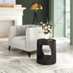 Minimalist Black Steel Round Side Table with Scratch-Resistant Feet 8 Minimalist Black Steel Round Side Table with Scratch-Resistant Feet
