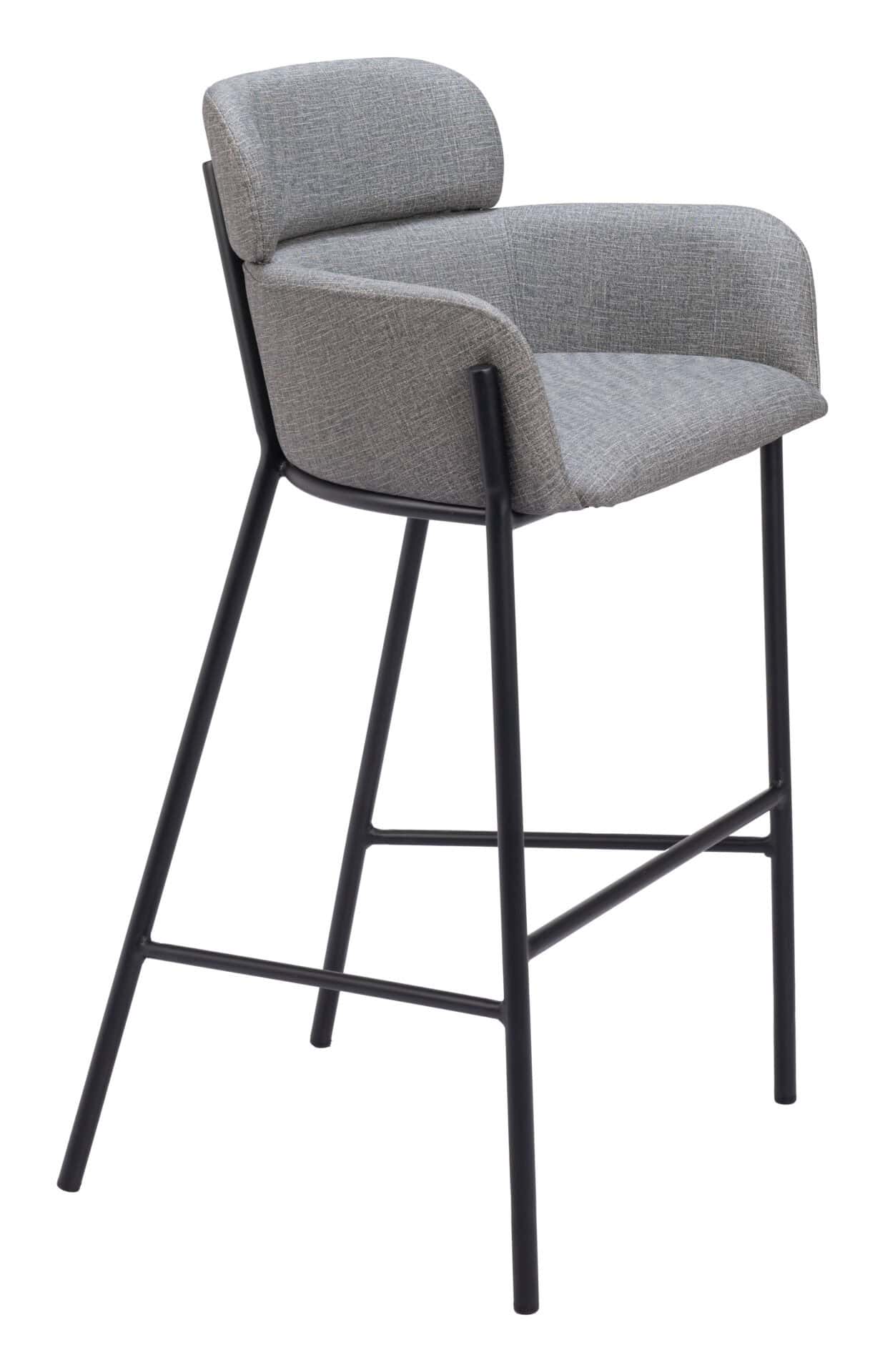 Gray Steel Barstool with Vinyl Upholstery and Armrest Support 7 Gray Steel Barstool with Vinyl Upholstery and Armrest Support - Image 7