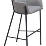Gray Steel Barstool with Vinyl Upholstery and Armrest Support 15 Gray Steel Barstool with Vinyl Upholstery and Armrest Support