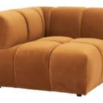 Brown Velvet Tufted Corner Chair with Plywood Frame and Armrests 9 Brown Velvet Tufted Corner Chair with Plywood Frame and Armrests
