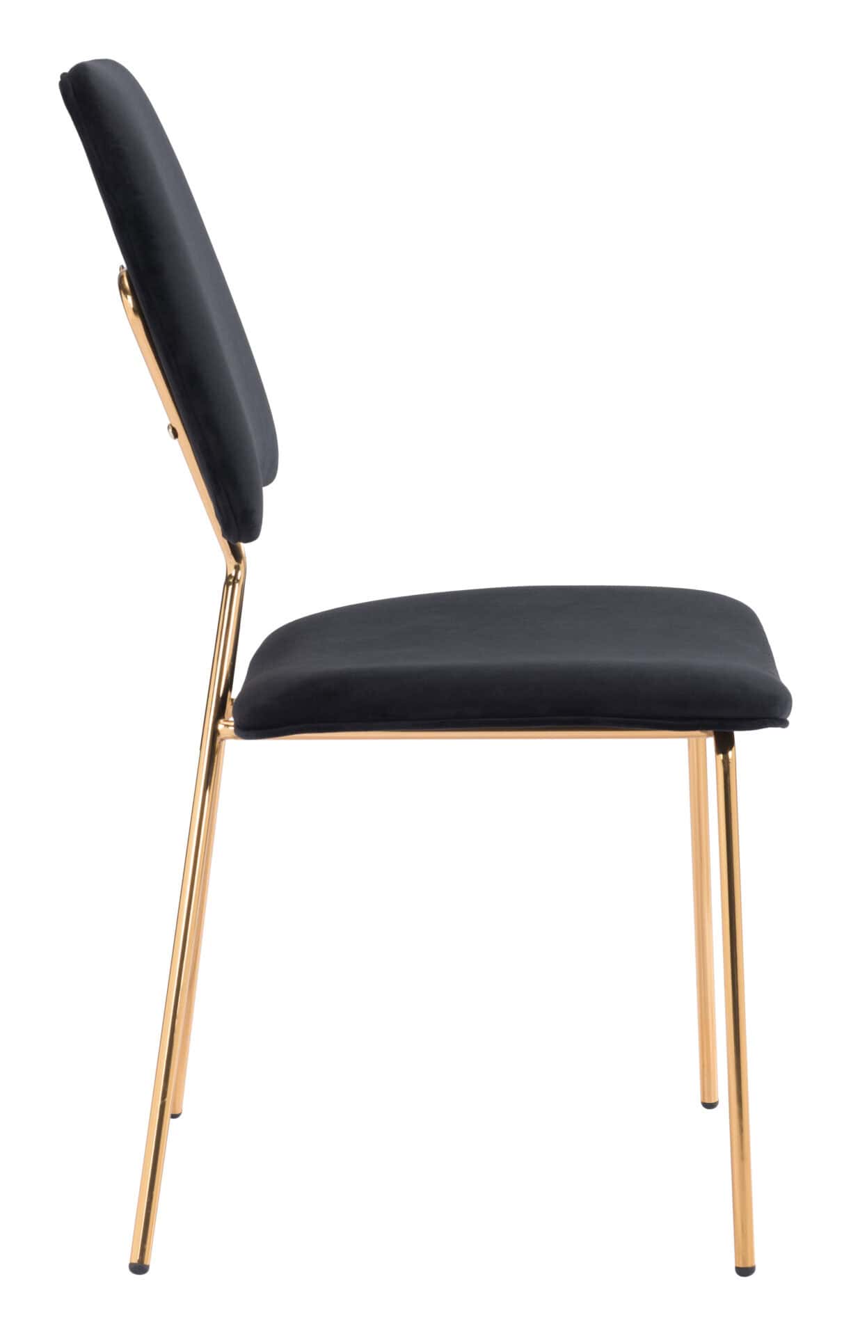 Black Velvet Dining Chair with Gold Frame (Set of 2) 4 Black Velvet Dining Chair with Gold Frame (Set of 2) - Image 4